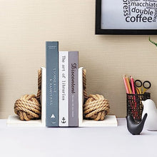 Load image into Gallery viewer, Defined Deco Decorative Bookends,Vintage Wood Bookends with Heavy Nautical Knot Rope,Beach House Book Ends for Shelves,Sturdy Book Holders,L Shaped Bookends for Office,Home Decoration,Pack of 2.
