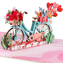 Load image into Gallery viewer, Paper Love 3D Bicycle Pop Up Card, Love Bike, For Valentines Day, Mothers Day, Adults or Kids, All Occasions - 5&quot; x 7&quot; Cover - Includes Envelope and Note Tag
