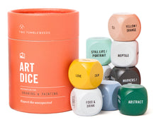 Load image into Gallery viewer, Two Tumbleweeds Art Dice - Drawing &amp; Painting Game for Adults, Artists &amp; Teachers - Set of 9 Dice for Creative Inspiration in The Studio and Classroom - Gift for Artist - 1+ Players
